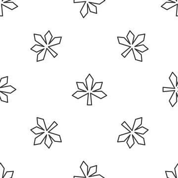 Grey line Chestnut leaf icon isolated seamless pattern on white background Stock Illustration