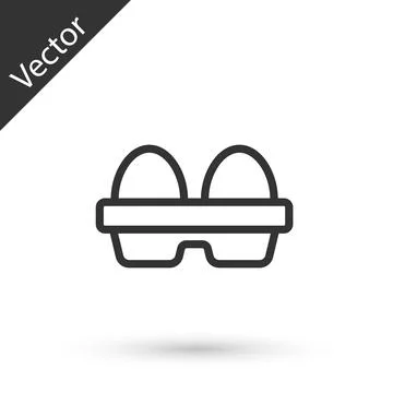 Grey line Chicken egg in box icon isolated on white background. Vector Stock Illustration