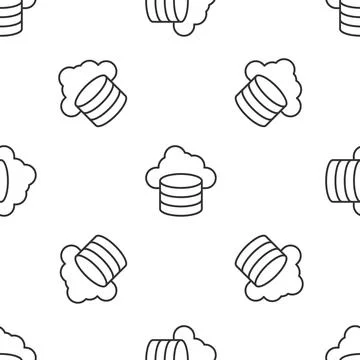 Grey line Cloud database icon isolated seamless pattern on white background Illustrazione stock