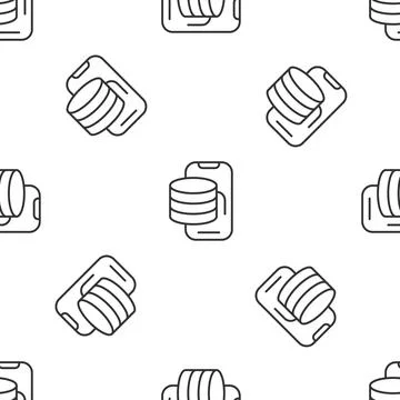 Grey line Cloud technology data transfer and storage icon isolated seamless p 스톡 일러스트