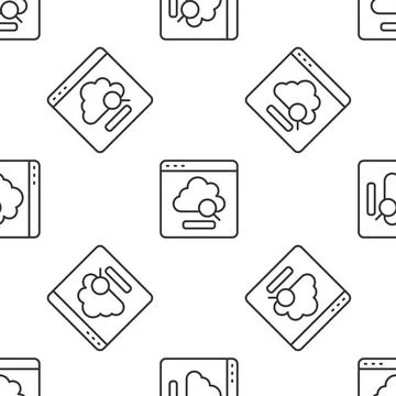 Grey line Cloud technology data transfer and storage icon isolated seamless.. Illustrazione stock