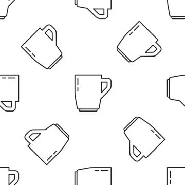 Grey line Coffee cup icon isolated seamless pattern on white background. Tea cup Stock Illustration