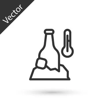 Grey line Cold beer bottle icon isolated on white background. Vector Stock Illustration
