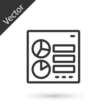 Grey line Computer api interface icon isolated on white background. Application 스톡 일러스트