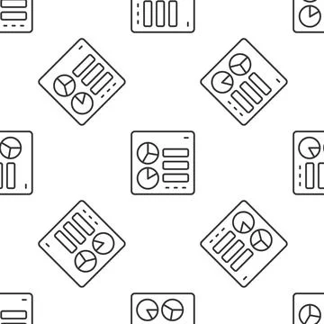 Grey line Computer api interface icon isolated seamless pattern on white ba.. Stockillustratie