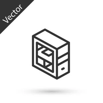 Grey line Computer icon isolated on white background. PC component sign. Vector Illustrazione stock