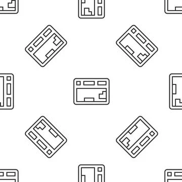 Grey line Computer keyboard icon isolated seamless pattern on white backgro.. Illustrazione stock