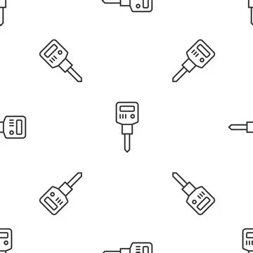 Grey line Construction jackhammer icon isolated seamless pattern on white Stock Illustration