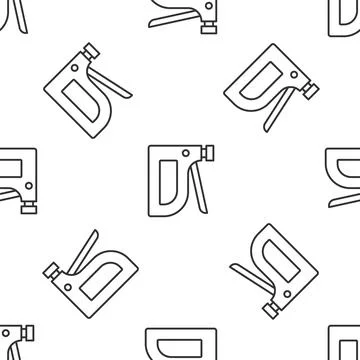 Grey line Construction stapler icon isolated seamless pattern on white back.. Stock Illustration