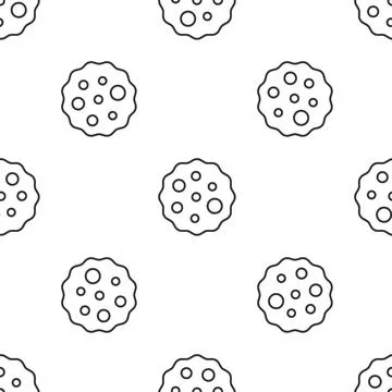 Grey line Cookie or biscuit with chocolate icon isolated seamless pattern on Stock Illustration