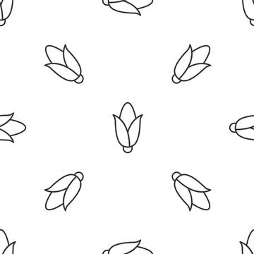 Grey line Corn icon isolated seamless pattern on white background.  Vector Stock Illustration