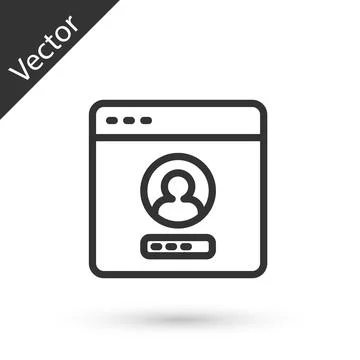 Grey line Create account screen icon isolated on white background. Vector Illustrazione stock