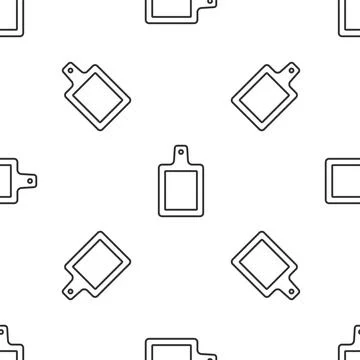 Grey line Cutting board icon isolated seamless pattern on white background Stock Illustration