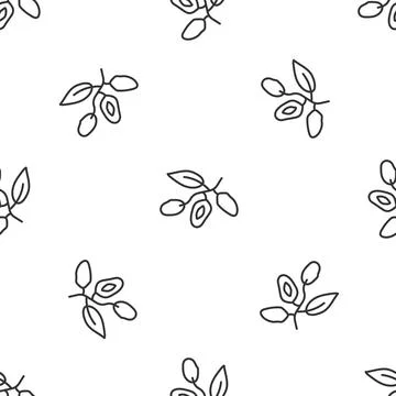 Grey line Date fruit icon isolated seamless pattern on white background. Vector Stock Illustration