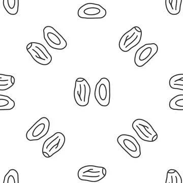 Grey line Date fruit icon isolated seamless pattern on white background.  V.. Illustrazione stock