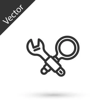 Grey line Debugging icon isolated on white background. Debugging tool Stockillustratie