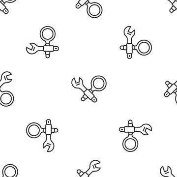 Grey line Debugging icon isolated seamless pattern on white background Stockillustratie