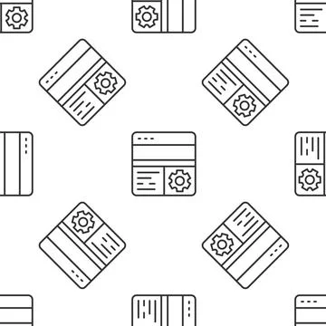 Grey line Debugging icon isolated seamless pattern on white background. Deb.. Illustrazione stock