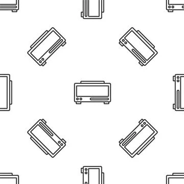 Grey line Digital alarm clock icon isolated seamless pattern on white background Stock Illustration