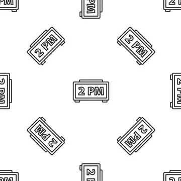 Grey line Digital alarm clock icon isolated seamless pattern on white background Stock Illustration