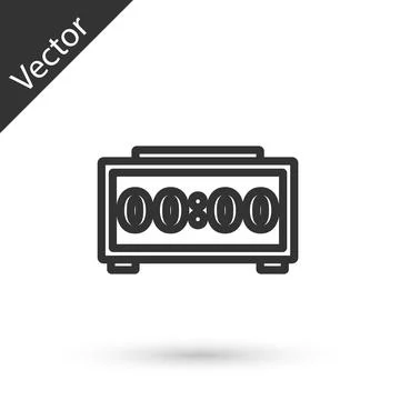 Grey line Digital alarm clock icon isolated on white background. Electronic w Illustrazione stock