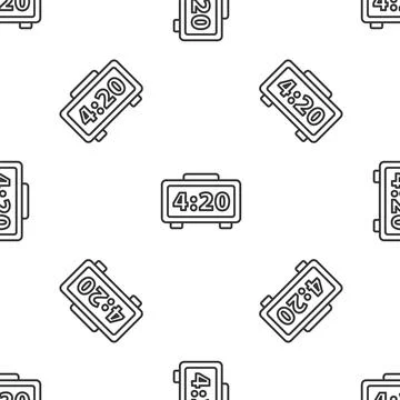 Grey line Digital alarm clock icon isolated seamless pattern on white backg.. Stock Illustration