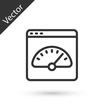 Grey line Digital speed meter icon isolated on white background. Global network Stock Illustration