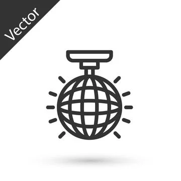 Grey line Disco ball icon isolated on white background. Vector Stock Illustration