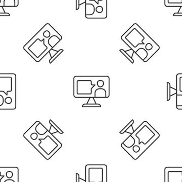 Grey line E-learning of different foreign languages icon isolated seamless Stock Illustration