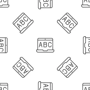 Grey line E-learning of different foreign languages icon isolated seamless .. Stock Illustration