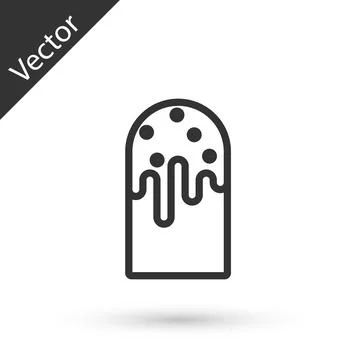 Grey line Easter cake icon isolated on white background. Happy Easter. Vector Stock Illustration