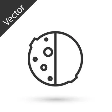 Grey line Eclipse of the sun icon isolated on white background. Total sonar Stock Illustration