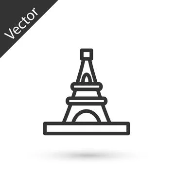 Grey line Eiffel tower icon isolated on white background. France Paris land.. Stock Illustration