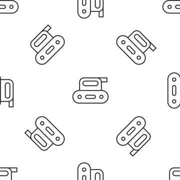 Grey line Electric planer tool icon isolated seamless pattern on white Stock Illustration