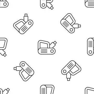 Grey line Electric planer tool icon isolated seamless pattern on white Stockillustratie