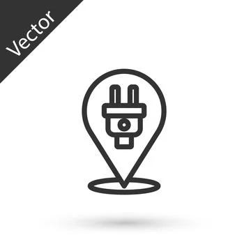 Grey line Electric plug icon isolated on white background. Concept of connection Illustrazione stock