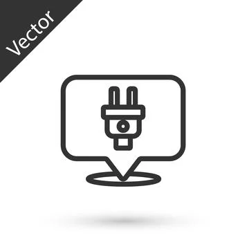 Grey line Electric plug icon isolated on white background. Concept of connection Stockillustratie