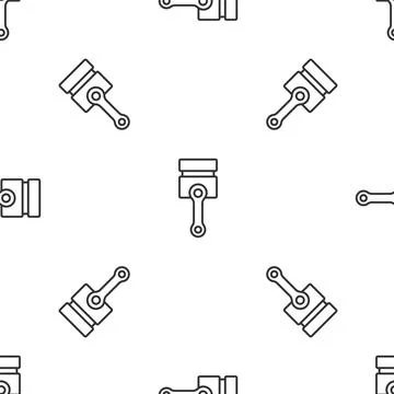 Grey line Engine piston icon isolated seamless pattern on white background. Car 스톡 일러스트