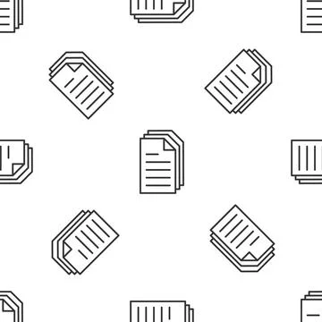 Grey line File document icon isolated seamless pattern on white background Illustrazione stock