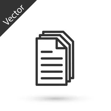 Grey line File document icon isolated on white background. Checklist icon. Bu Ilustração Stock