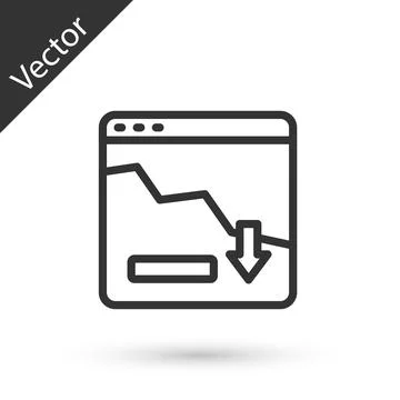 Grey line Financial growth decrease icon isolated on white background Stock Illustration