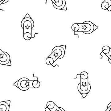 Grey line Firework icon isolated seamless pattern on white background. Concept Illustrazione stock