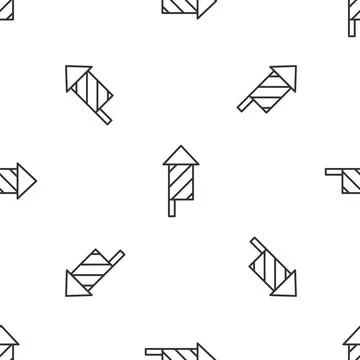 Grey line Firework rocket icon isolated seamless pattern on white background 库存插图