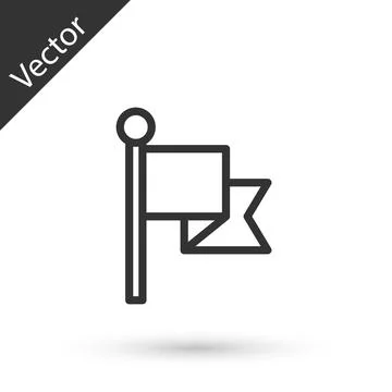 Grey line Flag icon isolated on white background. Victory, winning and conquer Stock Illustration