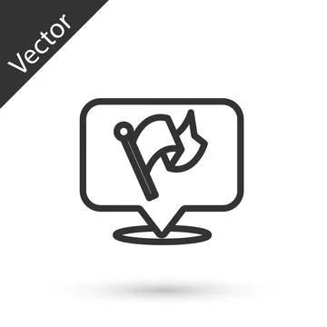 Grey line Flag icon isolated on white background. Victory, winning and conquer Stock Illustration
