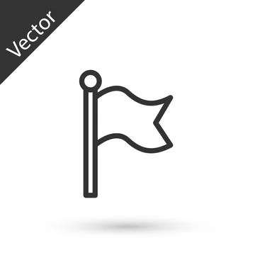 Grey line Flag icon isolated on white background. Victory, winning and conquer Stock Illustration
