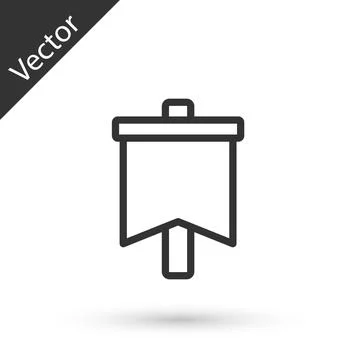 Grey line Flag icon isolated on white background. Victory, winning and conquer Stock Illustration