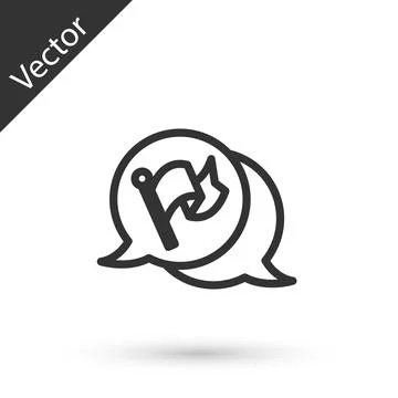 Grey line Flag icon isolated on white background. Victory, winning and conquer Stock Illustration