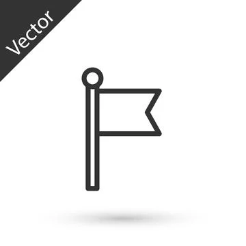 Grey line Flag icon isolated on white background. Victory, winning and conquer Stock Illustration