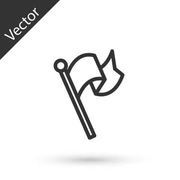 Grey line Flag icon isolated on white background. Victory, winning and conquer Stock Illustration